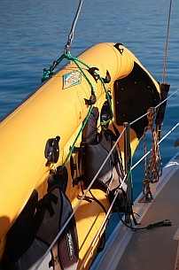 Hobie i14t inflatable tandem kayak at rest in the Garhauer racks