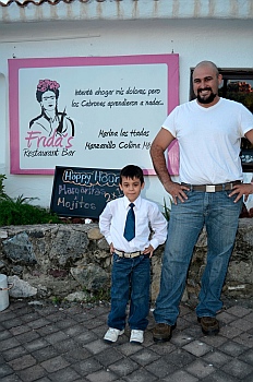 Auguts&iacute;n and son Le&oacute;n of Frida's restaurant, Las Hadas, Manzanillo Mexico