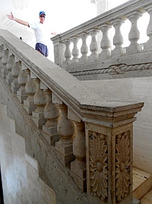 Elaborate staircase leading to the second floor of Arturo Durazo's Parthenon in Zihuatanejo, Mexico.