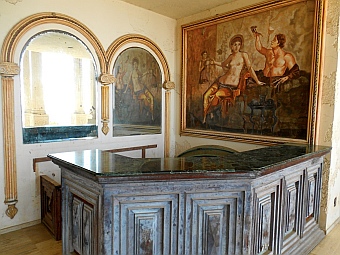 Marble topped bar in Arturo Durazo's Parthenon in Zihuatanejo, Mexico.