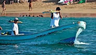 Catered food delivery at Isla de Ixtapa, Mexico.