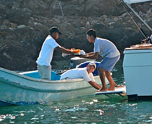 Catered food delivery at Ixtapa Island, Mexico.