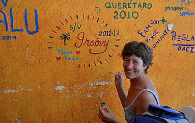 Cruisers' wall at Noemi's restaurant in Zihuatanejo.