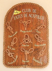 Insignia and knots on display at Acapulco Yacht Club (Club de Yates de Acapulco).