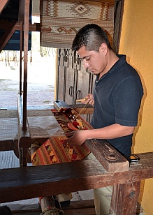 Zapotec weaver displays his techniques at Santa Cruz, Huatulco, Mexico