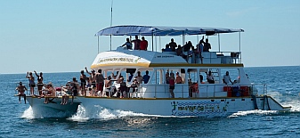 Tourist boats offer a day on the water at Bays of Huatulco, Mexico