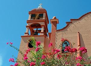 The town church in La Crucecita Bays of Huatulco, Mexico