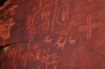 Atlatl Rock petroglyphs at Valley of Fire State Park, Las Vegas, Nevada