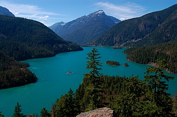 Diablo Lake, Washington, North Cascades seen from a rest area overlook.