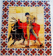 Tiled image of a bullfight, Hotel Riviera del Pacifico, Ensenada